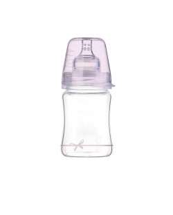 Шише Lovi - Baby Shower, стъклено, 150 ml, 0м+, розово