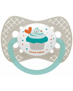 Силиконова залъгалка Canpol - Cupcake, 6 -18 месеца, сива