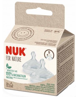 Силиконови биберони за шише NUK for Nature - Softer, размер S, 2 броя