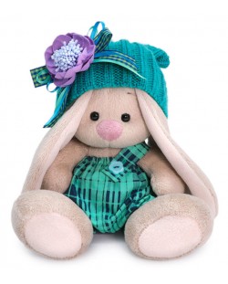 Плюшена играчка Budi Basa - Зайка Ми бебе, с тюркоазена шапчица, 15 cm