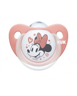 Силиконова залъгалка NUK - Mickey, 0-6 месеца, червена