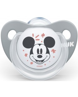 Силиконова залъгалка Nuk - Mickey, 6-18 месeца, сива