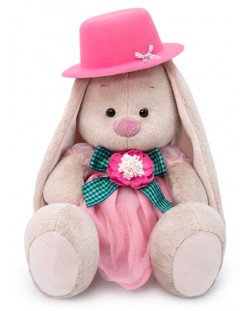 Плюшена играчка Budi Basa - Зайка Ми, с розово бомбе, 18 cm