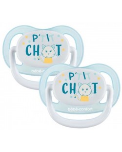 Силиконови залъгалки Bebe Confort - Physio Air, 6-18 месеца, Petit Chat, 2 броя