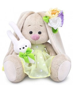 Плюшена играчка Budi Basa - Зайка Ми, бебе със зайче и цветя, 15 cm