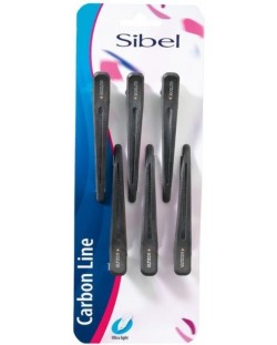 Sibel Щипки за коса Carbon Black, средни, 6 броя
