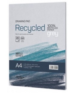 Скицник Drasca - Recycled drawing pad, Grey, 20 листа, А4