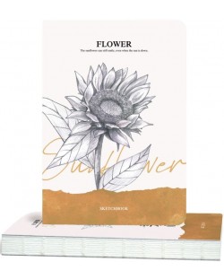 Скицник за рисуване Drasca Flower - Слънчоглед, 80 листа 