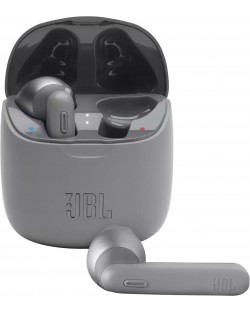 Безжични слушалки с микрофон JBL - T225 TWS, сиви