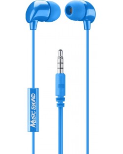 Слушалки с микрофон Cellularline - Music Sound 3.5 mm, сини