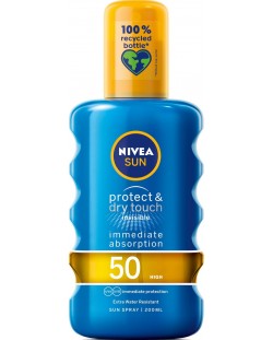 Nivea Sun Слънцезащитен спрей Protect & Dry, SPF50, 200 ml