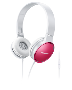 Слушалки с микрофон Panasonic - RP-HF300ME-P, бели/розови