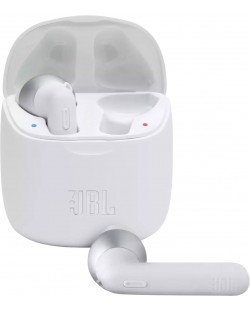 Безжични слушалки с микрофон JBL - T225 TWS, бели