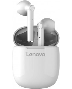Безжични слушалки Lenovo - HT30, TWS, бели