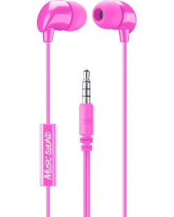 Слушалки с микрофон Cellularline - Music Sound 3.5 mm, розови