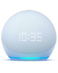 Смарт колона Amazon - Echo Dot 5, с часовник, синя