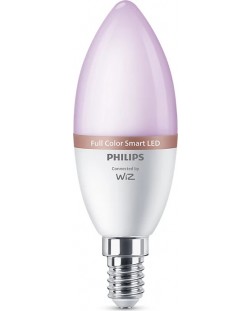 Смарт крушка Philips - C37, 4.9W, E14, RGB, бяла
