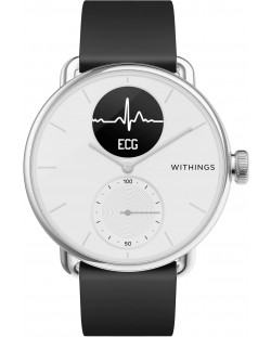 Смарт часовник Withings - Scanwatch, 38mm, бял/черен