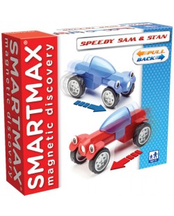 Магнитен конструктор Smart Games Smartmax - Бързите Сам и Стан, 6 части