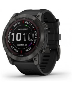 Смарт часовник Garmin - fenix 7X Sapphire Solar, 51mm, сив/черен