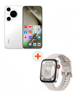 Смартфон Huawei - Pura 70 Pro, 6.8'', 12GB/512GB, бял + Watch Fit 3, 1.82'', Moon White