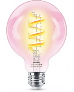 Смарт крушка Philips - Filament, 6.3W LED, E27, G95, RGB, dimmer