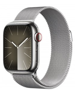 Смарт часовник Apple - Watch S9, Cellular, 45mm, Silver Milanese Loop