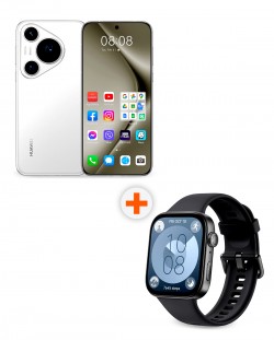 Смартфон Huawei - Pura 70 Pro, 6.8'', 12GB/512GB, бял + Watch Fit 3, 1.82'', Midnight Black