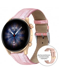 Смарт часовник Riversong - Motive 6C Pro, 1.30'', Pink Leather