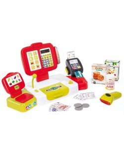 Детска играчка Smoby - Касов апарат, с аксесоари, червен