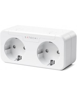 Смарт контакт Satechi - Dual Smart Outlet EU, бял