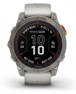 Смарт часовник Garmin - fēnix 7 Pro Sapphire Solar, 47mm, 1.3'', сив