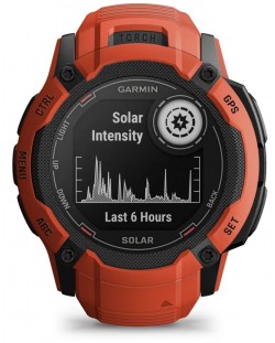 Смарт часовник Garmin - Instinct 2X Solar, 50mm, 1.1'', червен