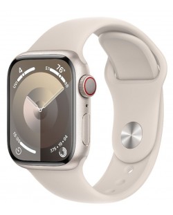 Смарт часовник Apple - Watch S9, Cellular, 41mm, Aluminum, M/L, Starlight