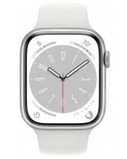 Смарт часовник Apple - Watch S8, Cellular, 45mm, Silver/White