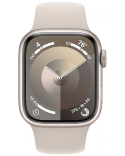 Смарт часовник Apple - Watch S9, 41mm, 1.69'', S/M, Starlight Sport