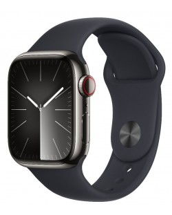Смарт часовник Apple - Watch S9, Cellular, 45mm, Stainless Steel, S/M, Midnight