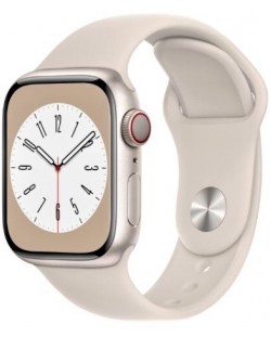 Смарт часовник Apple - Watch S8, Cellular, 45mm, Starlight