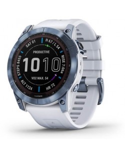 Смарт часовник Garmin - fenix 7X Sapphire Solar, 51mm, син/бял