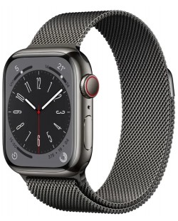 Смарт часовник Apple - Watch S8, Cellular, 41mm, Graphite/Milanese Loop