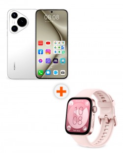 Смартфон Huawei - Pura 70, 6.6'', 12GB/256GB, бял + Watch Fit 3, 1.82'', Nebula Pink