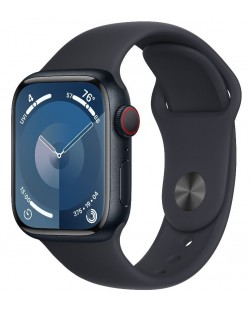 Смарт часовник Apple -Watch S9, Cellular, 41mm, Aluminum, S/M, Midnight