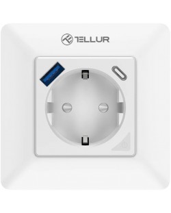 Смарт контакт Tellur - Smart WiFi Wall Plug, бял