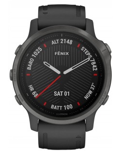 Смарт часовник Garmin - Fenix 6S Sapphire, 1.2", сив с черна каишка