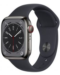 Смарт часовник Apple - Watch S8, Cellular, 41mm, Graphite/Midnight