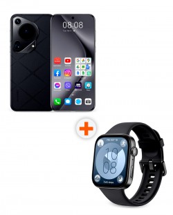 Смартфон Huawei - Pura 70 Ultra, 6.8'', 16GB/512GB, черен + Watch Fit 3, 1.82'', Midnight Black