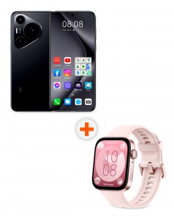 Смартфон Huawei - Pura 70 Pro, 6.8'', 12GB/512GB, черен + Watch Fit 3, 1.82'', Nebula Pink