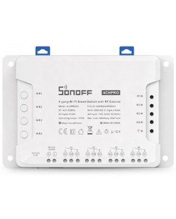 Смарт превключвател Sonoff - 4CHPROR3, WiFi + RF 433, 4-канален, бял