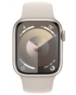 Смарт часовник Apple - Watch S9, 41mm, 1.69'', M/L, Starlight Sport