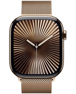 Смарт часовник Аpple - Watch S10 Cell, 42 mm, Gold Titanium Case with Gold Milanese Loop